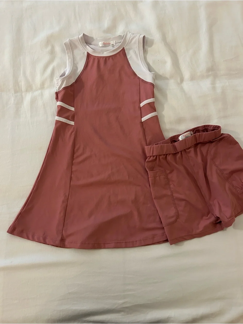 Amazon Kids Two-Piece Active Dress and Shorts Set - Dusty Rose and White
